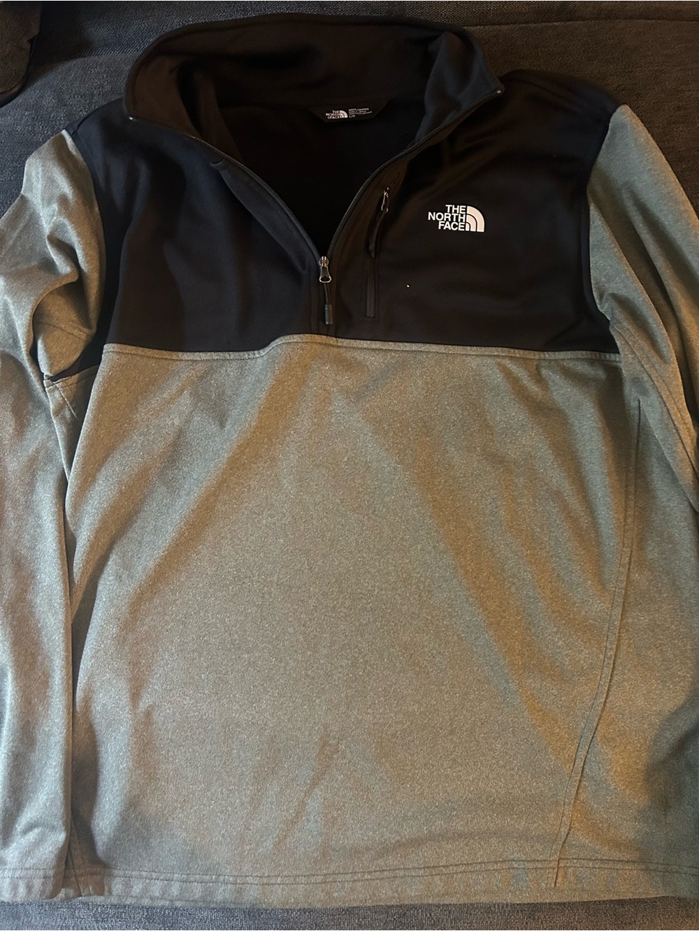 The North Face Men's Colorblock 1/4 Zip Neck Pullover Black Gray L Large